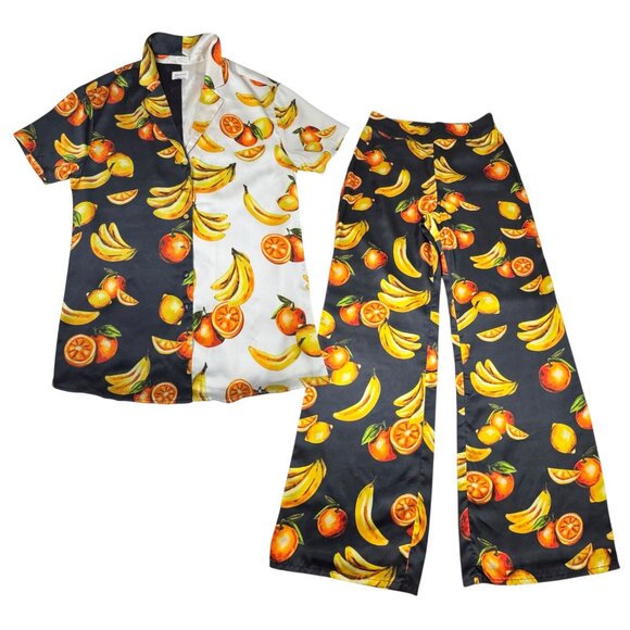 Revolve SONG OF STYLE Weila Top Sz.XS & Blaire Pant Sz.S Co-ord Fruit Satin - Picture 1 of 14